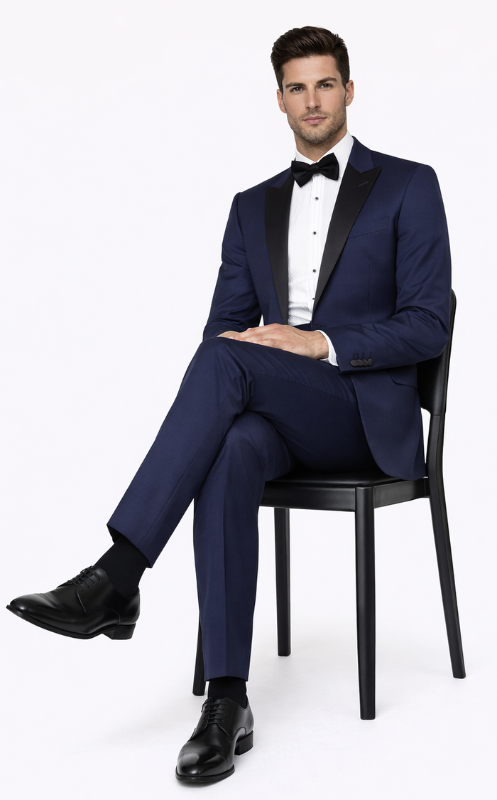 2 Button Designer Peak Tuxedo in Navy Blue