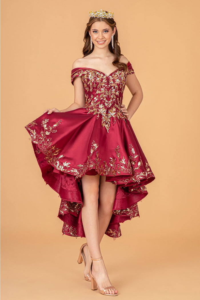 Off Shoulder 2-Piece Satin Gown by Elizabeth KGL3098