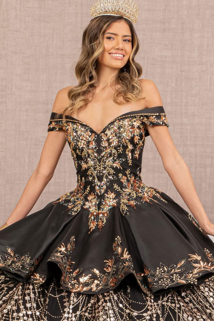 Off Shoulder 2-Piece Satin Gown by Elizabeth KGL3098