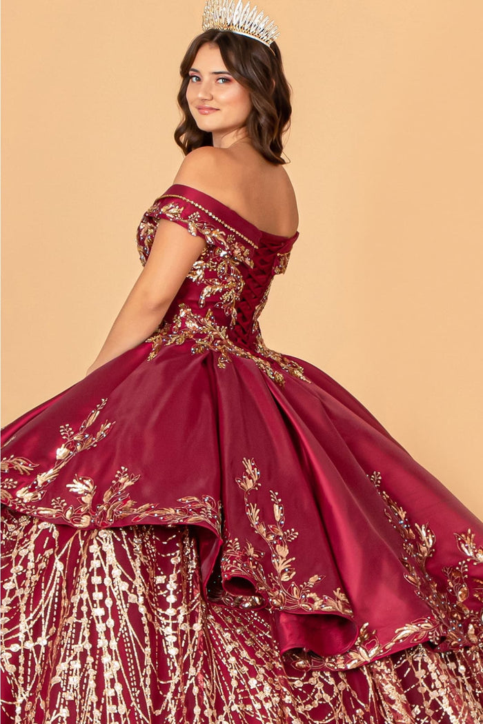 Off Shoulder 2-Piece Satin Gown by Elizabeth KGL3098