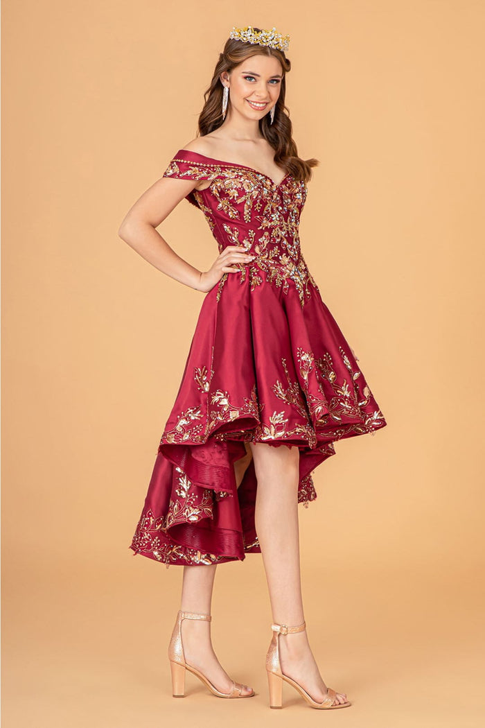 Off Shoulder 2-Piece Satin Gown by Elizabeth KGL3098
