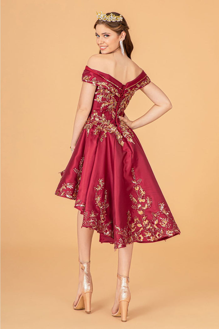 Off Shoulder 2-Piece Satin Gown by Elizabeth KGL3098