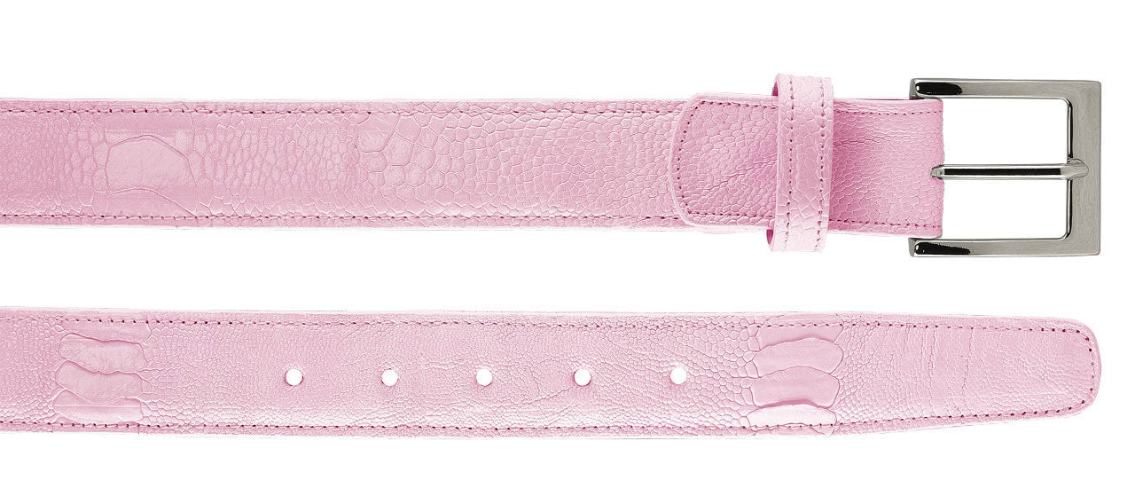 Belvedere Ostrich Leg Belt - Light Pink Luxury Shoe