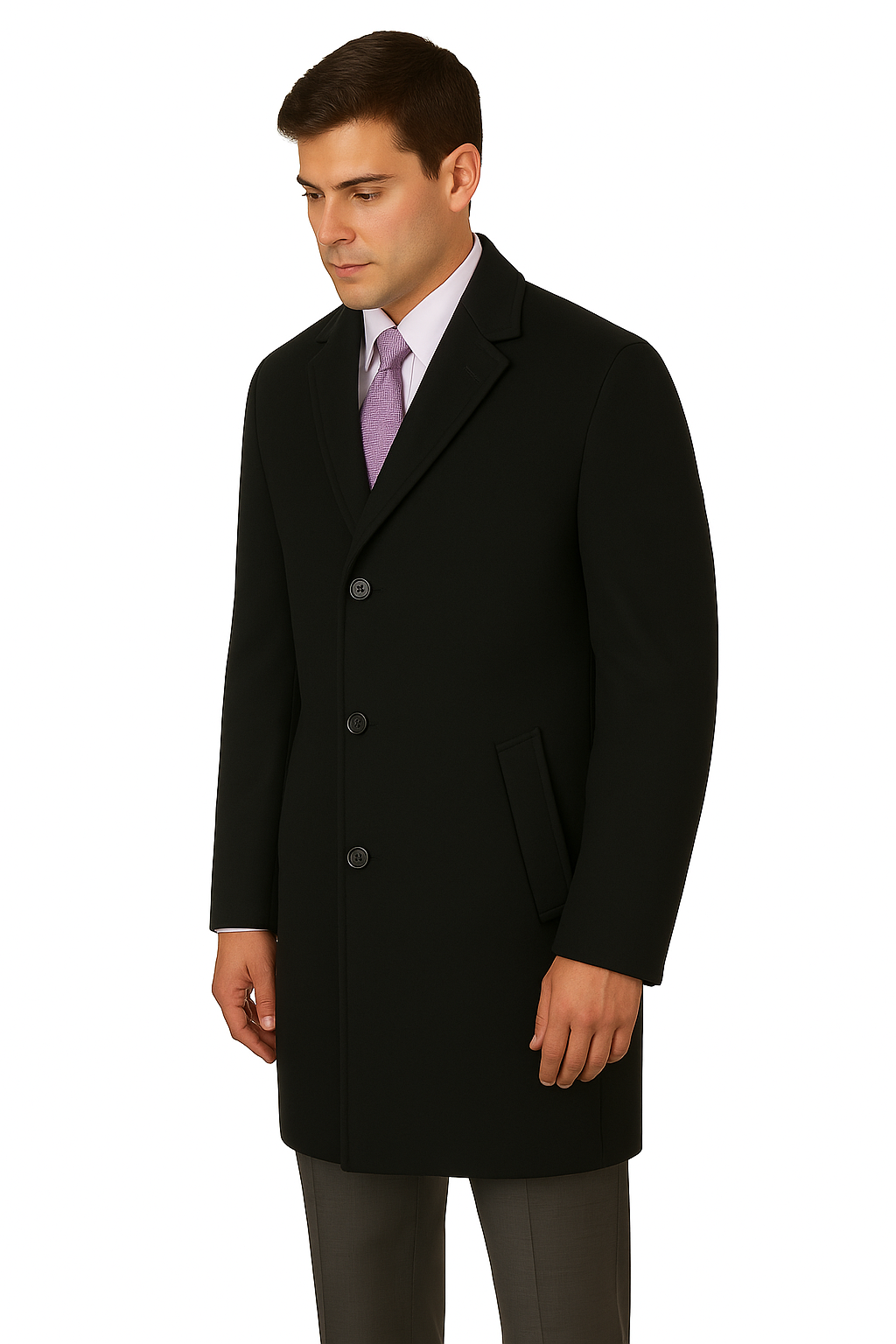 Men's Heavy Wool Overcoat  Classic Full Length Winter Topcoat