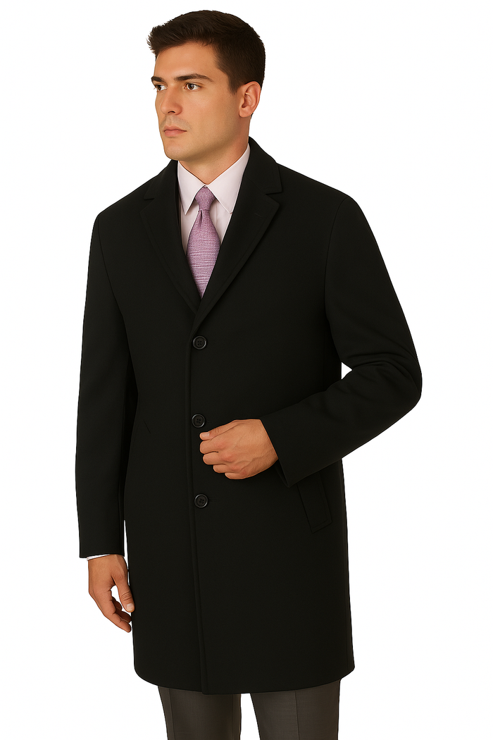 Men's Heavy Wool Overcoat  Classic Full Length Winter Topcoat