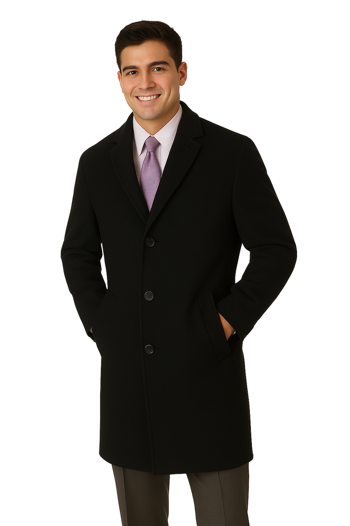 Men's Heavy Wool Overcoat  Classic Full Length Winter Topcoat