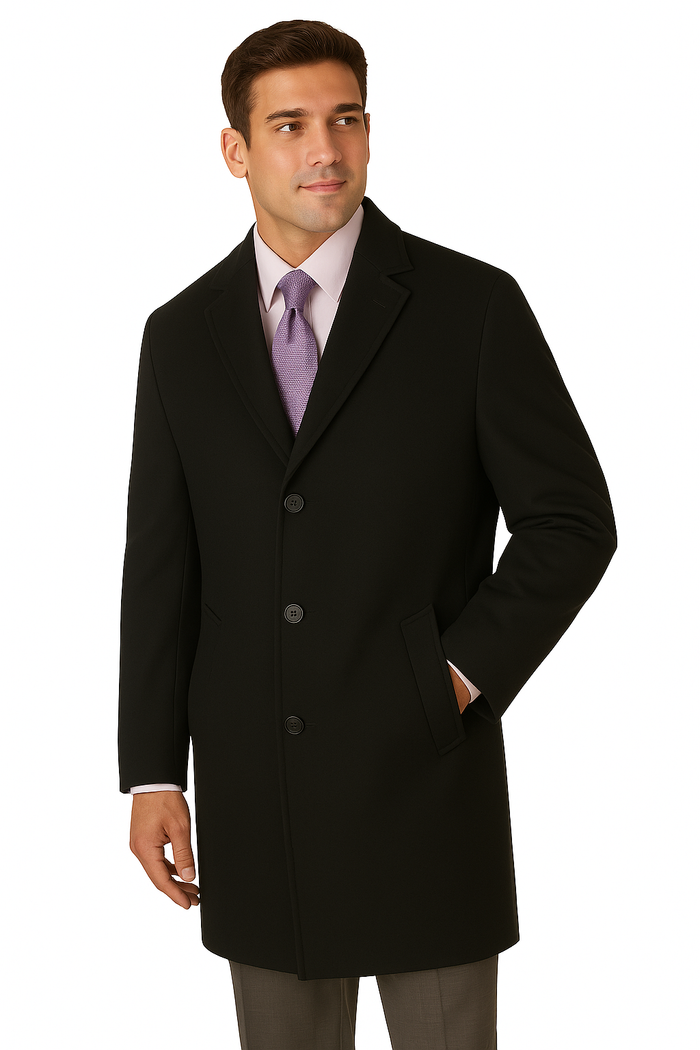 Men's Heavy Wool Overcoat  Classic Full Length Winter Topcoat