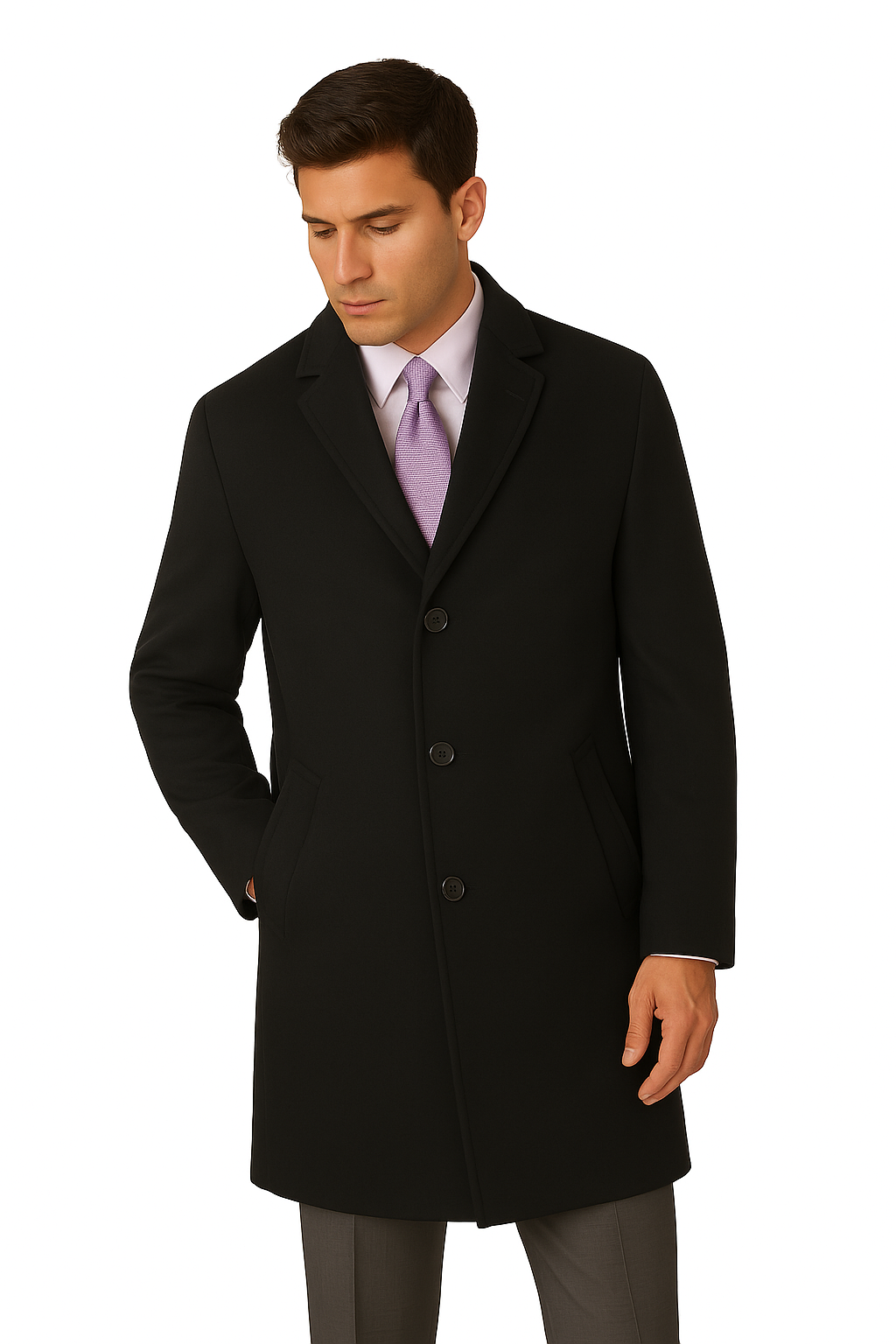 Men's Heavy Wool Overcoat  Classic Full Length Winter Topcoat