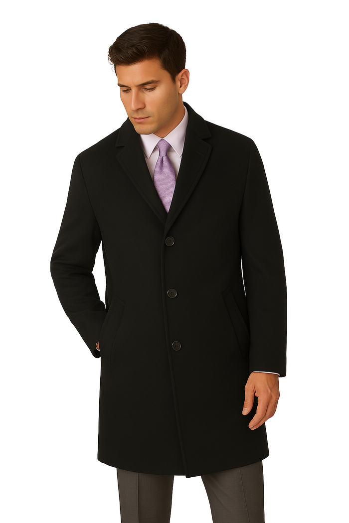 Men's Heavy Wool Overcoat  Classic Full Length Winter Topcoat