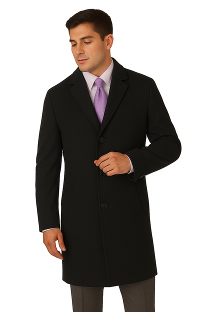 Men's Heavy Wool Overcoat  Classic Full Length Winter Topcoat