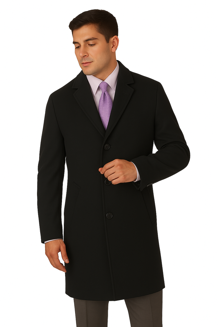 Men's Heavy Wool Overcoat  Classic Full Length Winter Topcoat