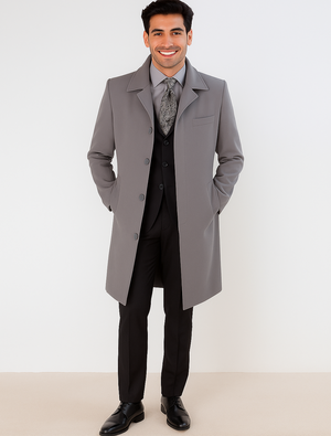 Men's Full Length Overcoat  Classic Winter Long Top Coat