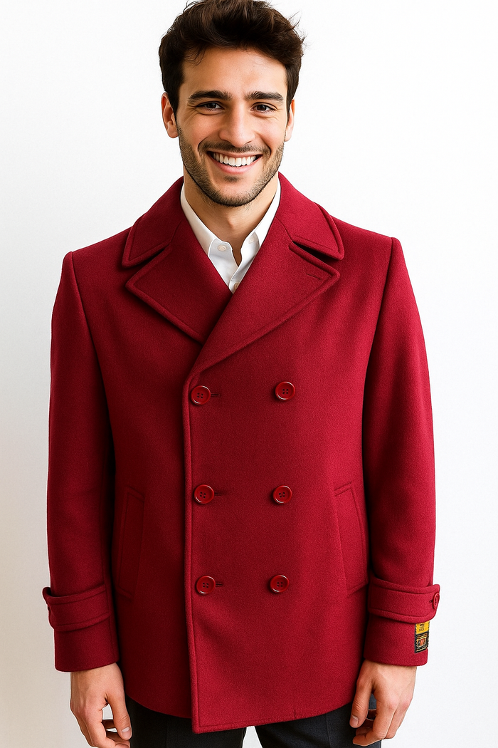 Men's Big & Tall Wool Peacoat  Classic Double Breasted Overcoat Style