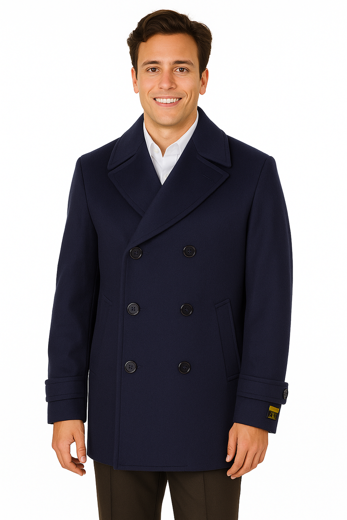 Big & Tall Men's Wool Peacoat  Classic Double Breasted Overcoat