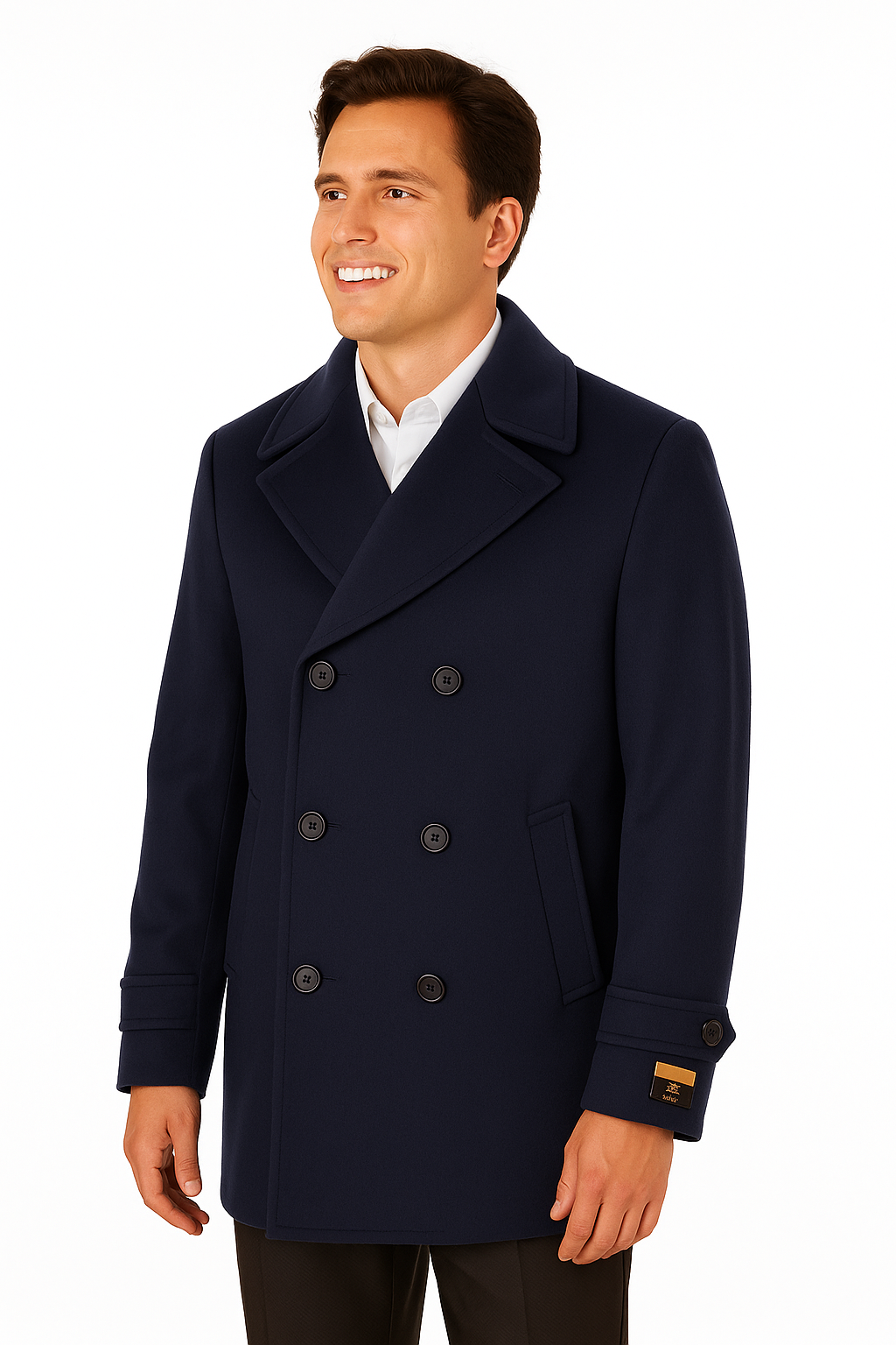 Big & Tall Men's Wool Peacoat  Classic Double Breasted Overcoat