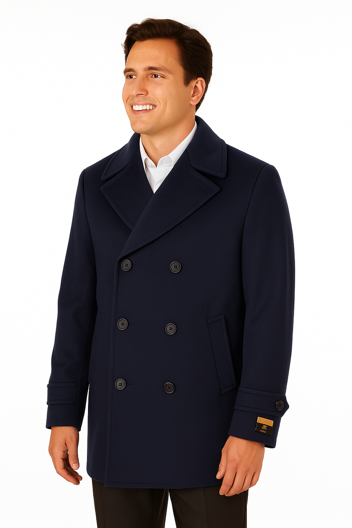 Big & Tall Men's Wool Peacoat  Classic Double Breasted Overcoat