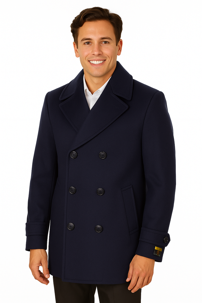 Big & Tall Men's Wool Peacoat  Classic Double Breasted Overcoat