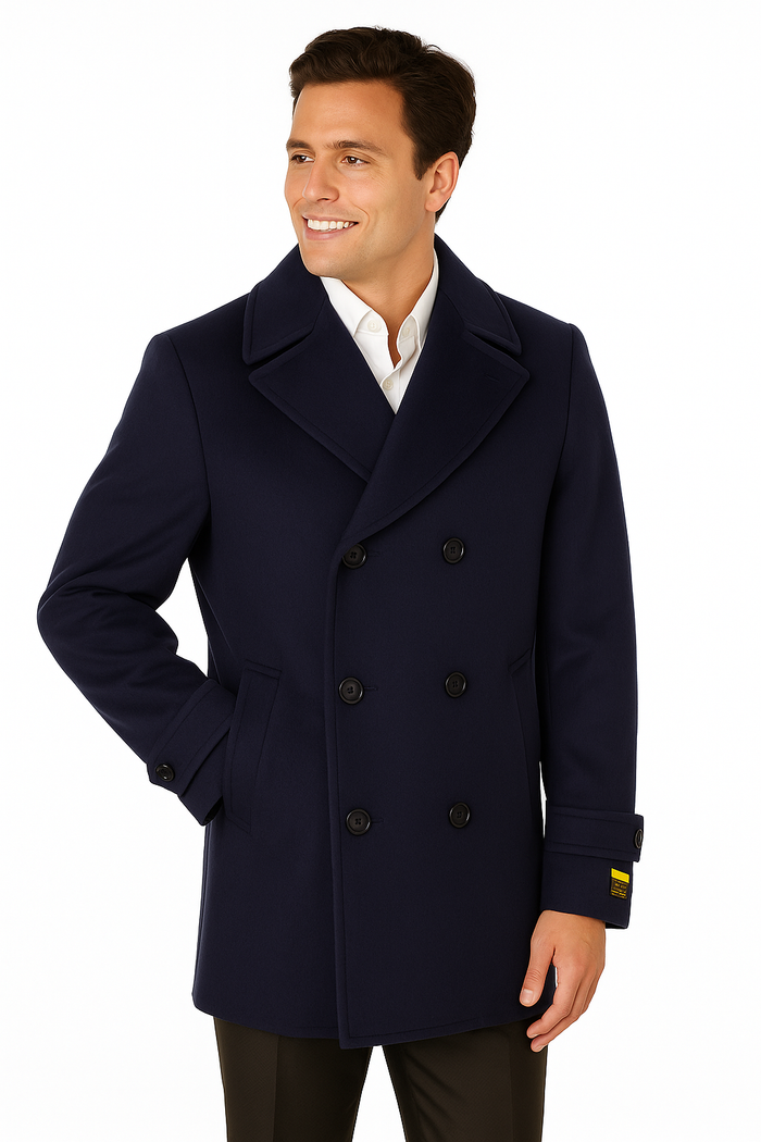 Big & Tall Men's Wool Peacoat  Classic Double Breasted Overcoat