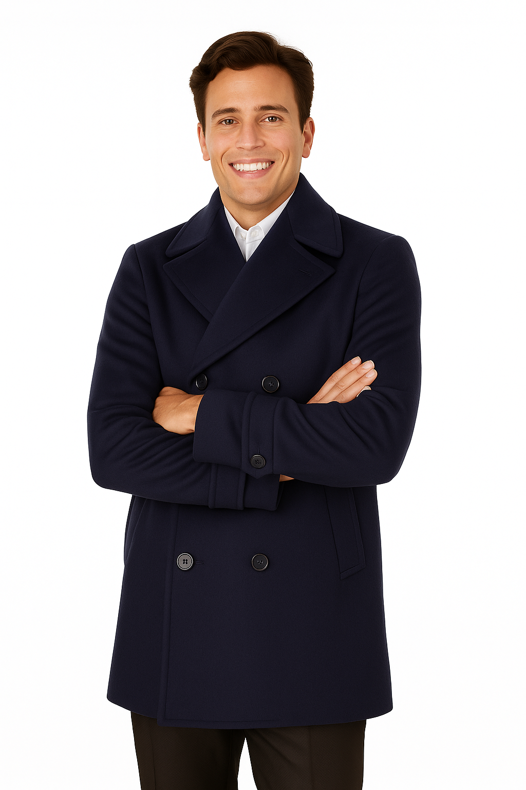 Big & Tall Men's Wool Peacoat  Classic Double Breasted Overcoat