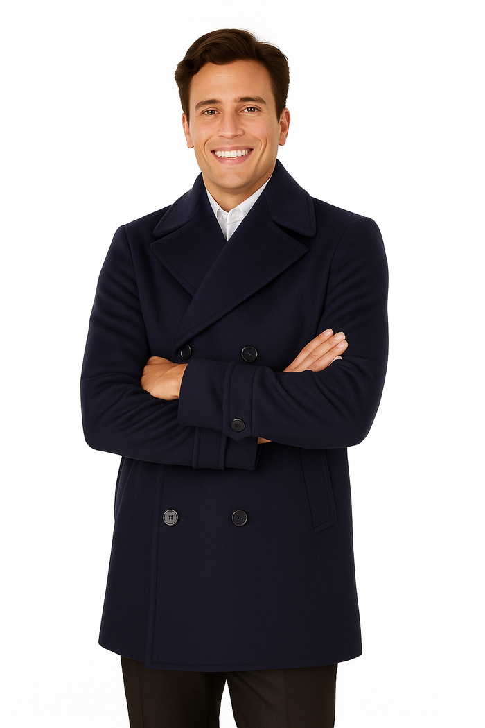Big & Tall Men's Wool Peacoat  Classic Double Breasted Overcoat