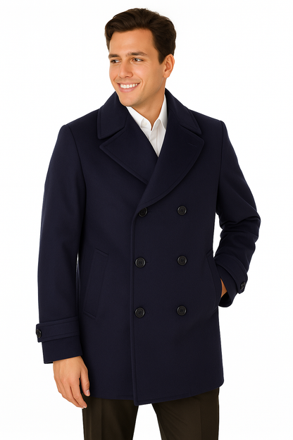 Big & Tall Men's Wool Peacoat  Classic Double Breasted Overcoat