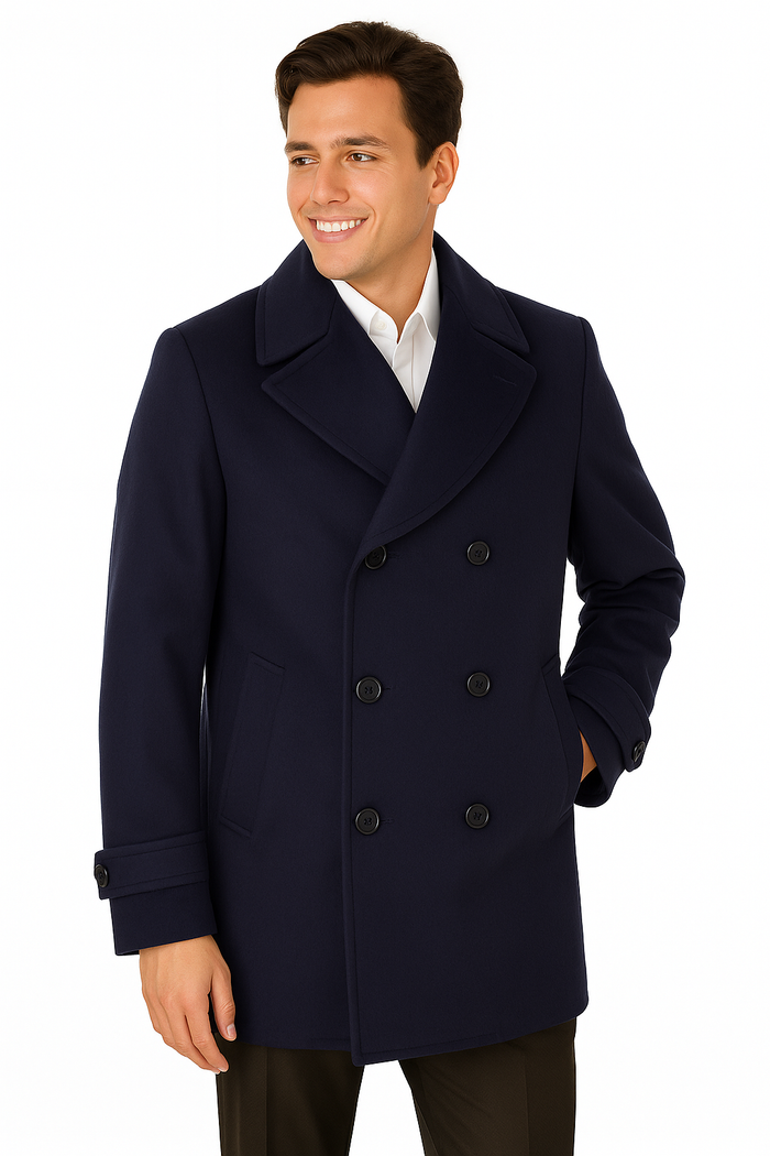Big & Tall Men's Wool Peacoat  Classic Double Breasted Overcoat