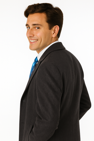 Men's Charcoal Grey Wool & Cashmere Overcoat  Classic Full Length