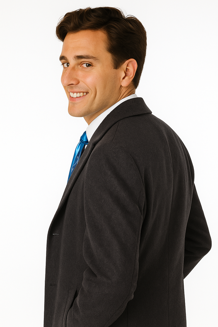 Men's Charcoal Grey Wool & Cashmere Overcoat  Classic Full Length