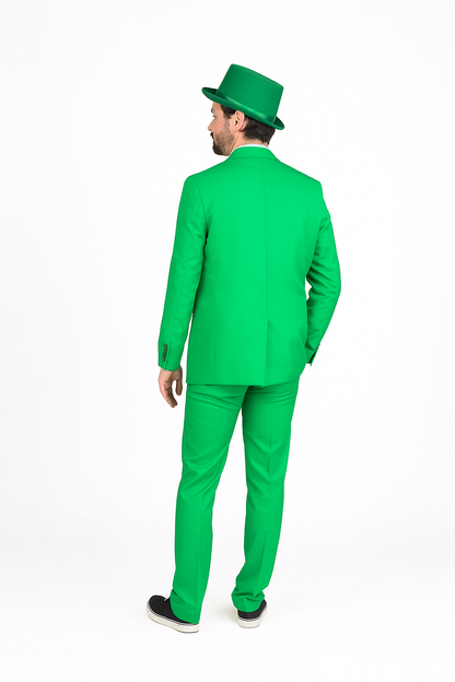 Vibrant Green Costume Suit with Matching Hat  Bold Party & Event Wear