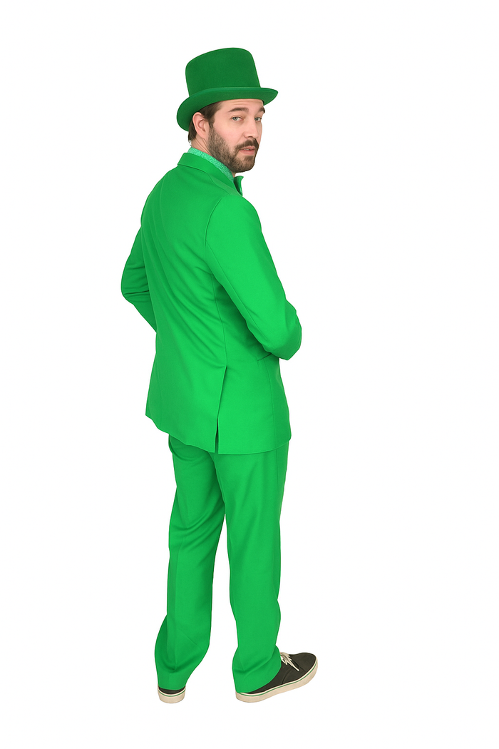 Vibrant Green Costume Suit with Matching Hat  Bold Party & Event Wear