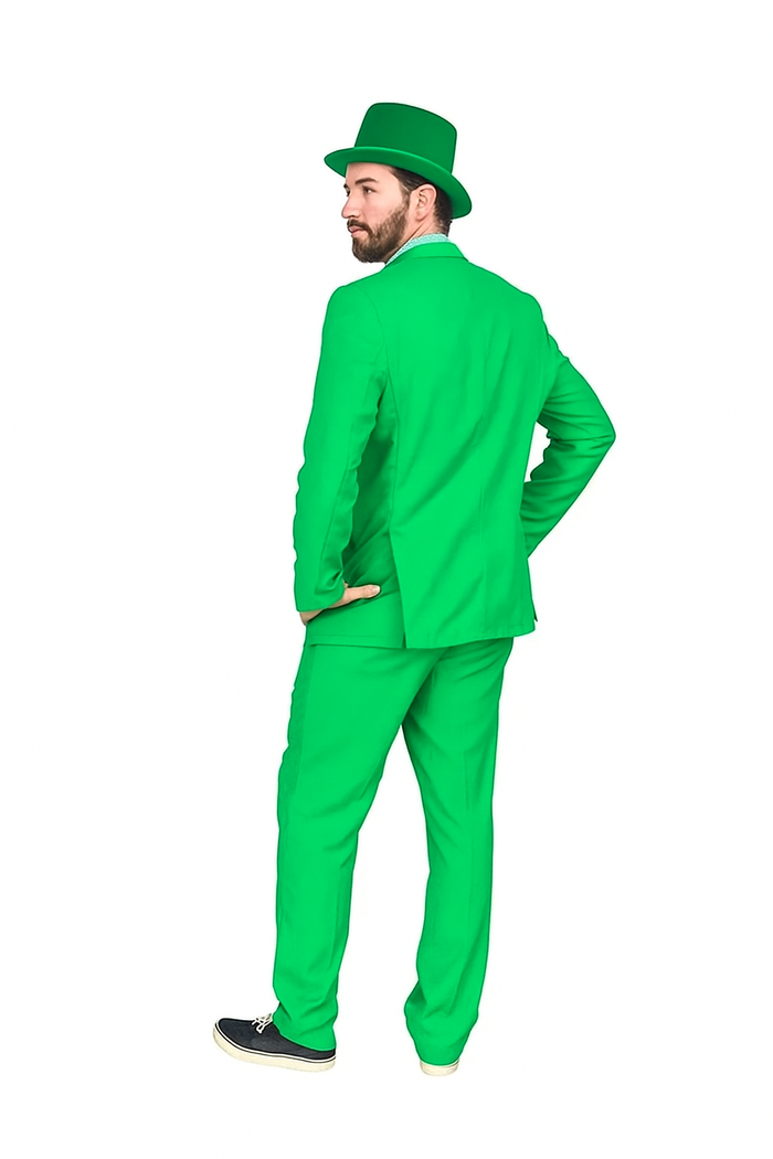 Vibrant Green Costume Suit with Matching Hat  Bold Party & Event Wear