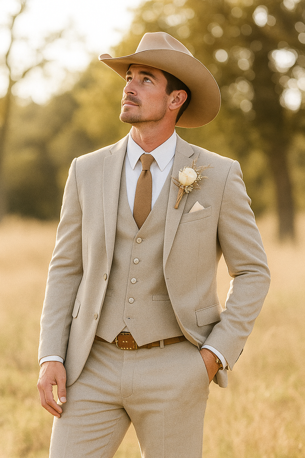 Elegant Cowboy Style Suit for Men – Perfect for Weddings & Events