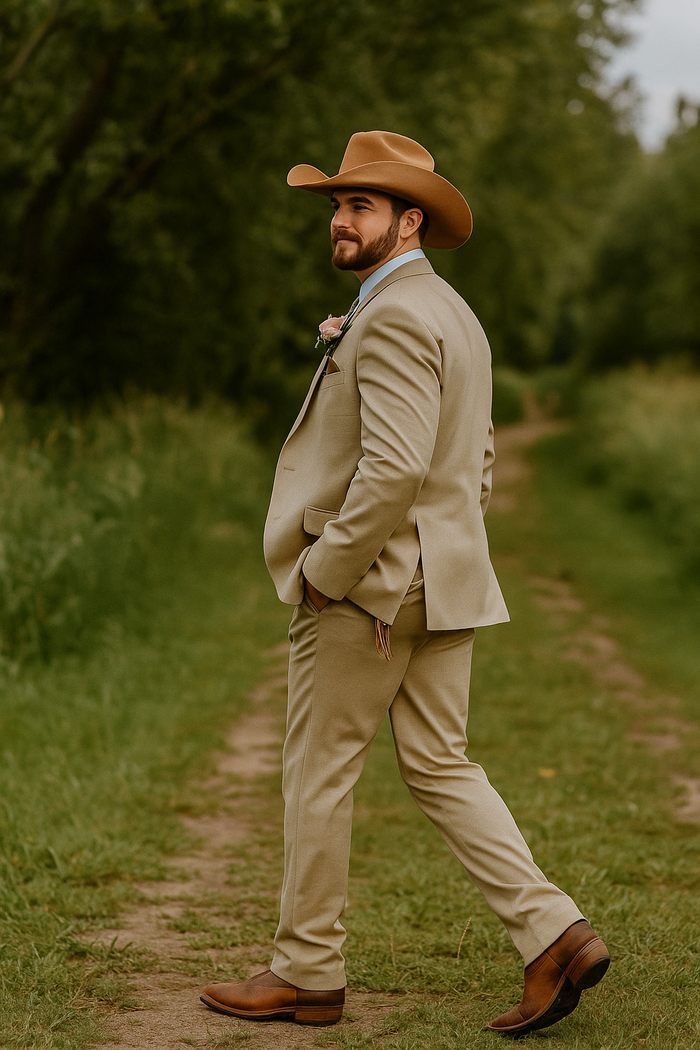 Stylish Cowboy Wedding Suit for Men - Rustic Western Elegance - Traje Para Hombre