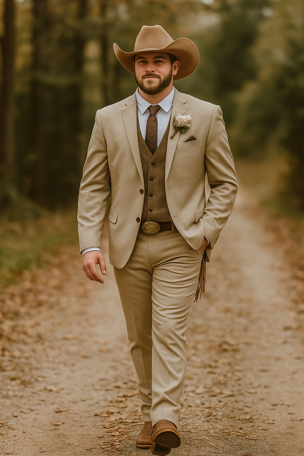 Stylish Cowboy Wedding Suit for Men – Rustic Western Elegance - Traje Para Hombre