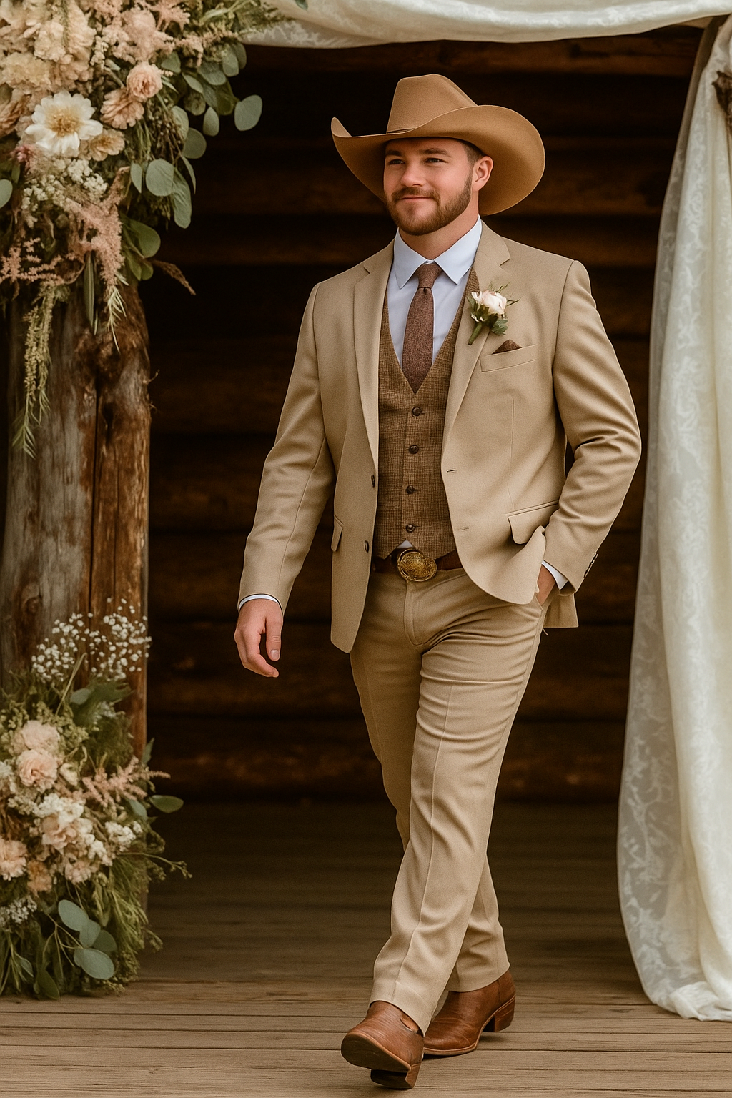 Stylish Cowboy Wedding Suit for Men – Rustic Western Elegance - Traje Para Hombre