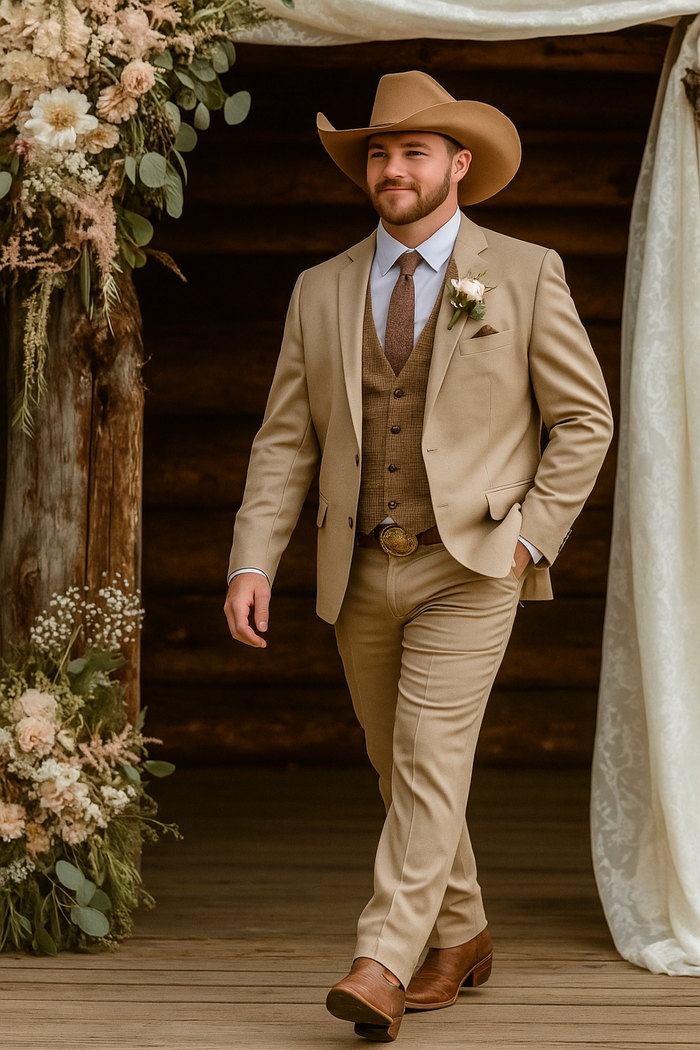 Stylish Cowboy Wedding Suit for Men - Rustic Western Elegance - Traje Para Hombre
