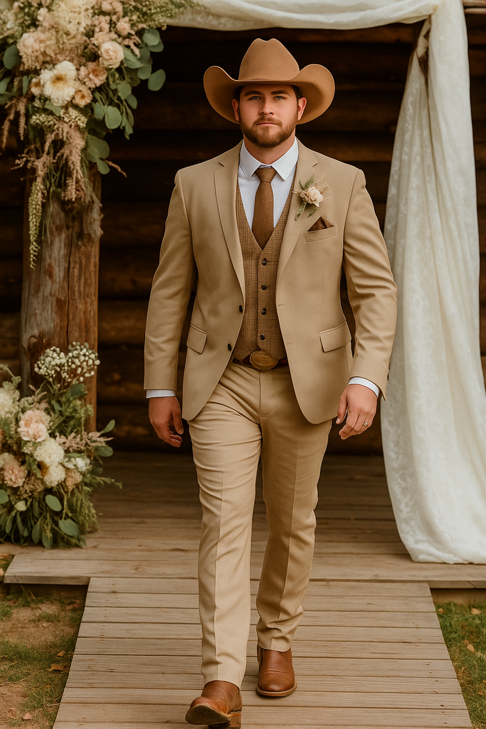 Stylish Cowboy Wedding Suit for Men - Rustic Western Elegance - Traje Para Hombre