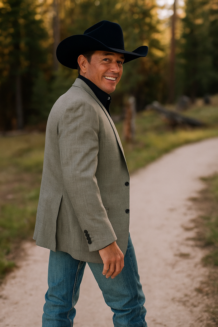 Modern Cowboy Blazer for Men Grey Western Jacket with Style