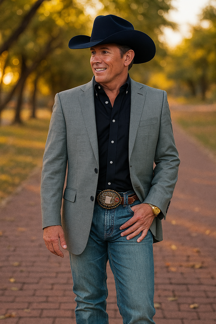 Modern Cowboy Blazer for Men Grey Western Jacket with Style