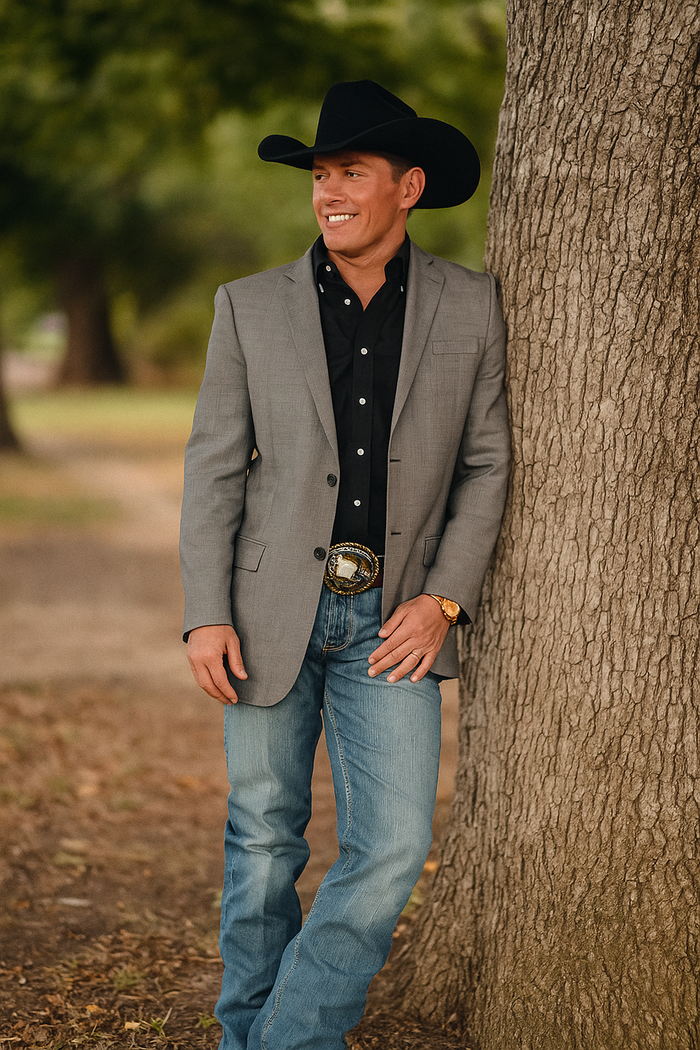 Modern Cowboy Blazer for Men Grey Western Jacket with Style