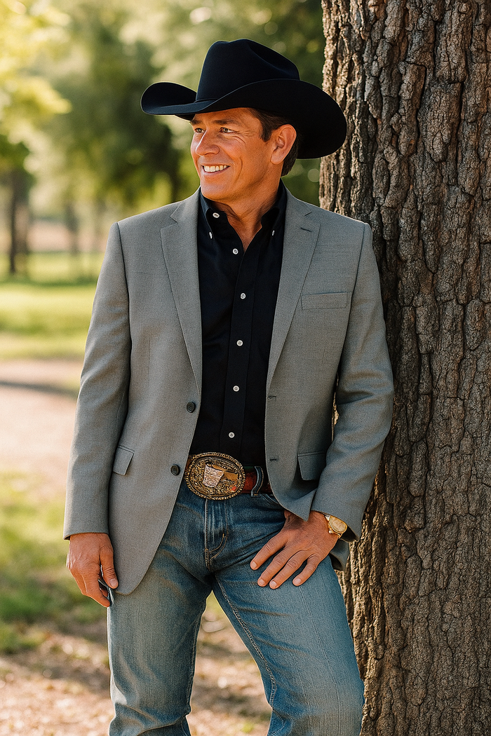 Modern Cowboy Blazer for Men Grey Western Jacket with Style