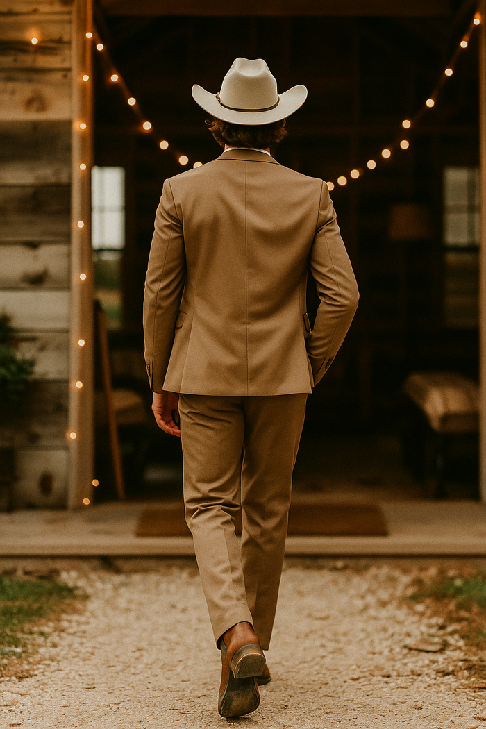 Cowboy Style Suit for Men Rustic Light Brown Taupe Mocca Western Elegance - Traje Para Hombre