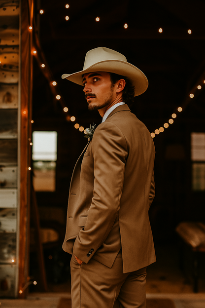 Modern Cowboy Style Suit for Men  Rustic Brown Western Elegance