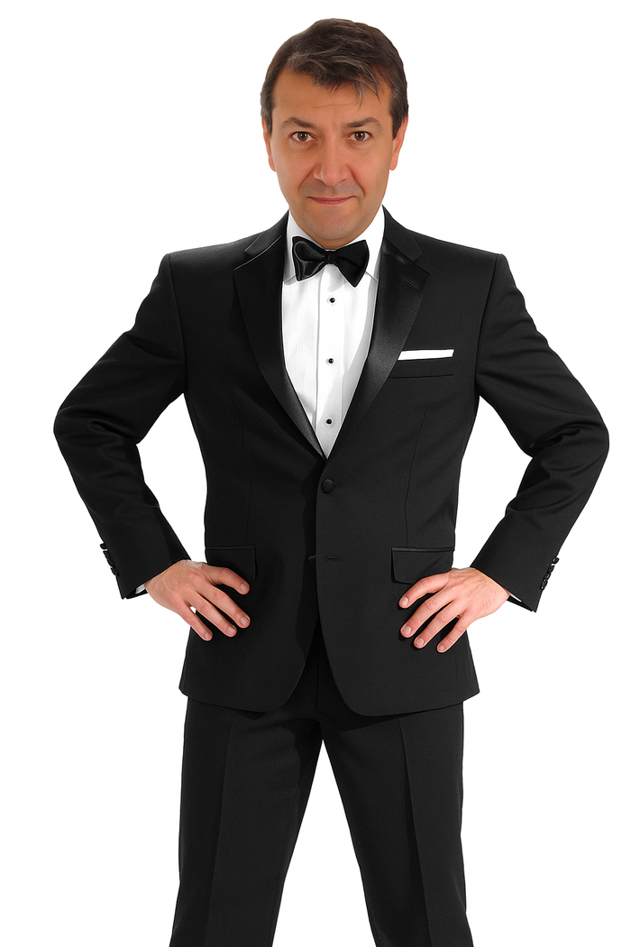 2-button Black Tuxedo Wool