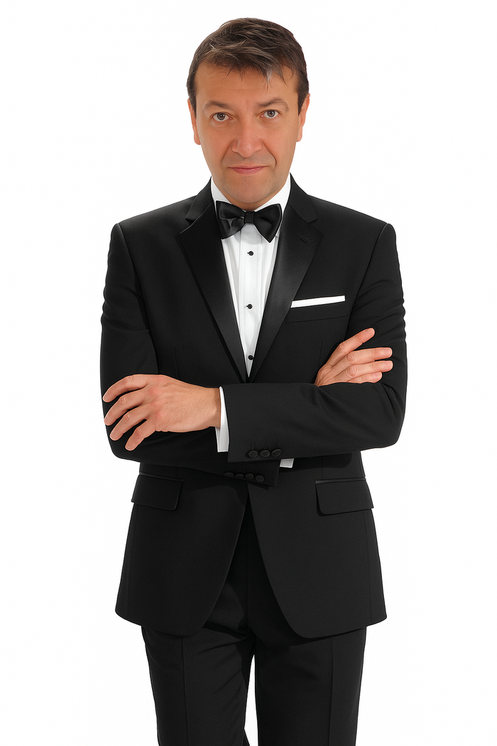 2-button Black Tuxedo Wool