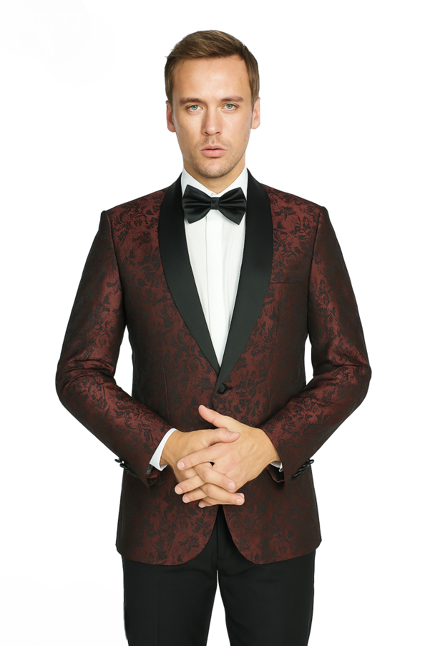 Arlan Paisly Tuxedo by Giorgio Fiorelli in Burgundy/Blue/Black