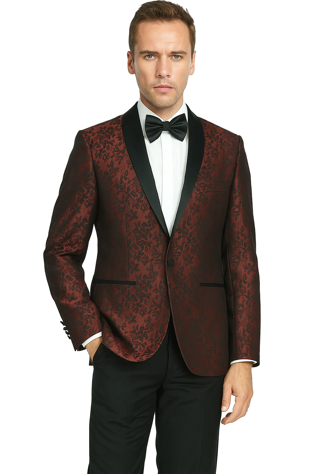 Arlan Paisly Tuxedo by Giorgio Fiorelli in Burgundy/Blue/Black