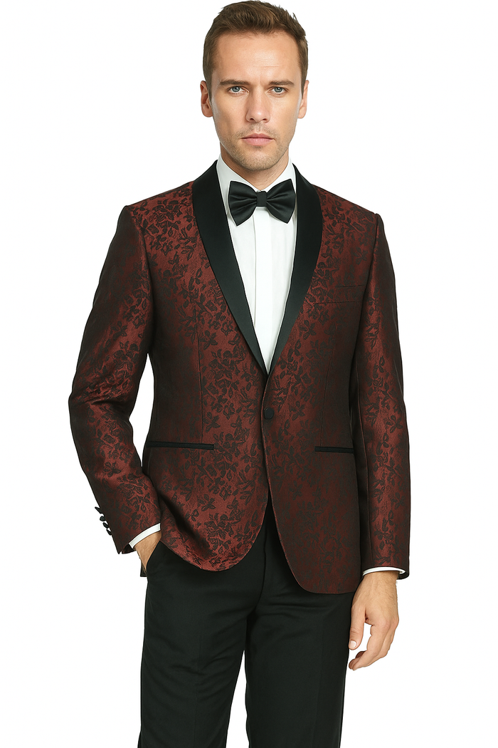Shawl Paisly Tuxedo by Giorgio Fiorelli in Burgundy, Gray, Blue