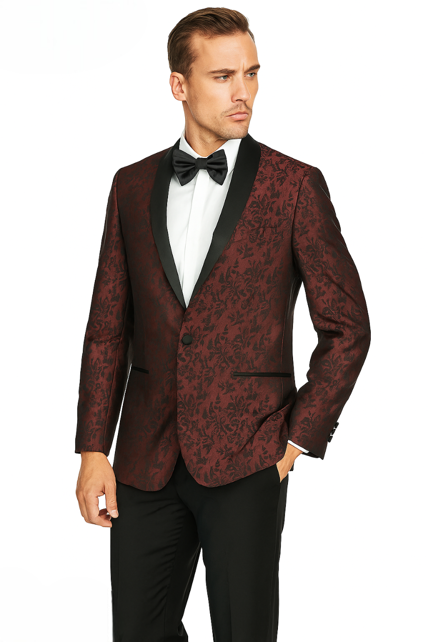 Arlan Paisly Tuxedo by Giorgio Fiorelli in Burgundy/Blue/Black