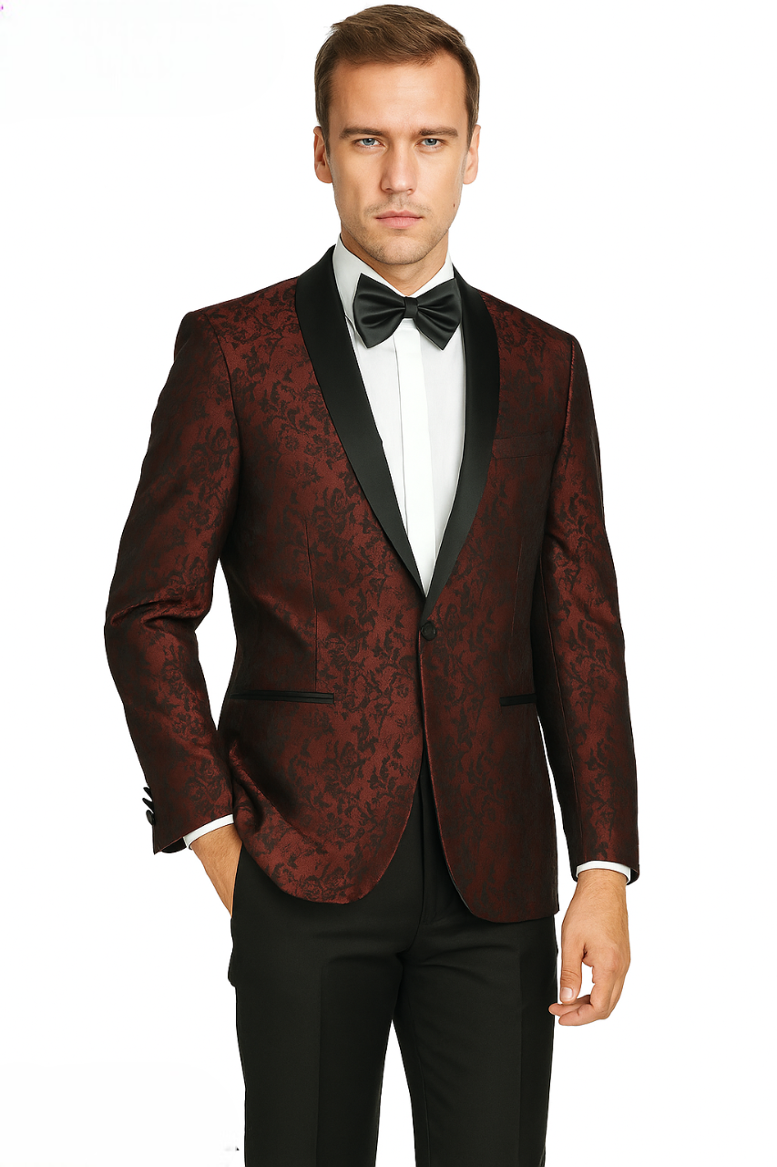 Arlan Paisly Tuxedo by Giorgio Fiorelli in Burgundy/Blue/Black